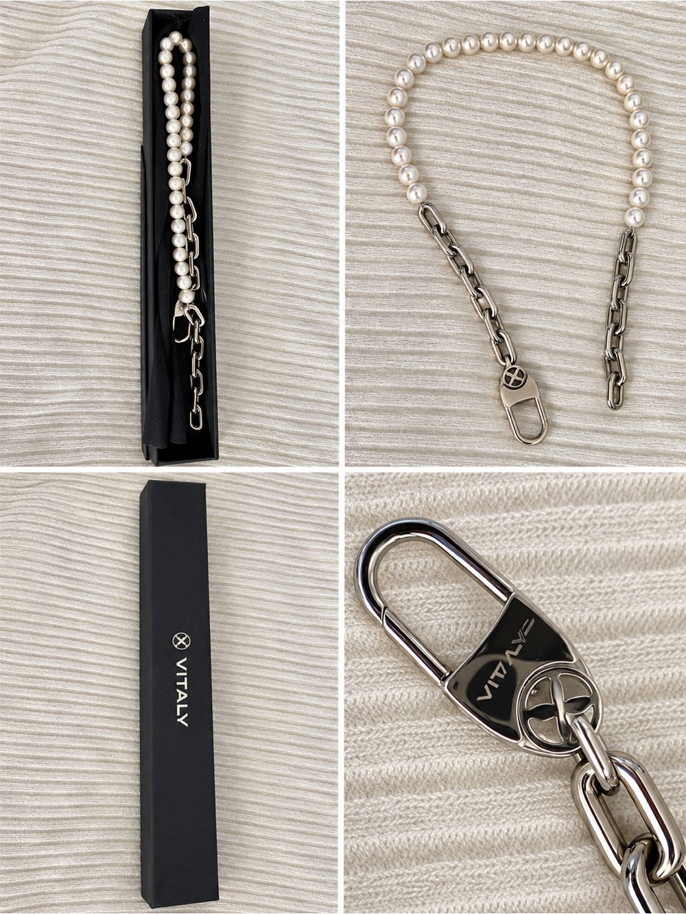VITALY NEW in Box Original Necklace Stainless & Faux Pearl